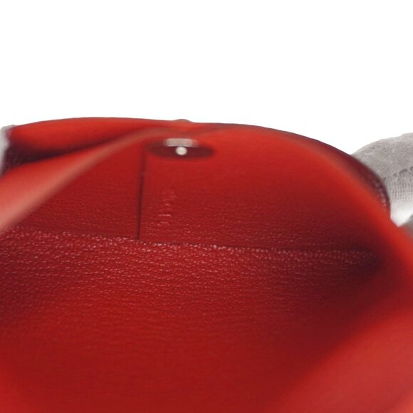 Hermes  Calvi Leather Card Holder Red - Picture 12 of 15
